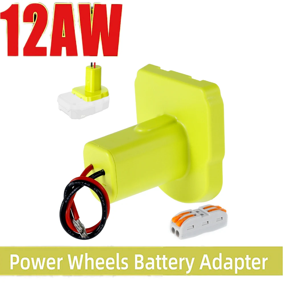 Ryobi Lithium Ion Battery 18V Power Wheels Adapter Tool Battery Adapter Portable Insulated Battery Connector for Work Lamp Toy