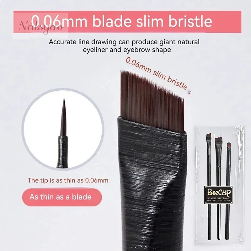 3PCS Makeup Brush Set Super Soft Fiber Comfortable Grip Natural Eyeliner Eyebrow Contour Blending Tool