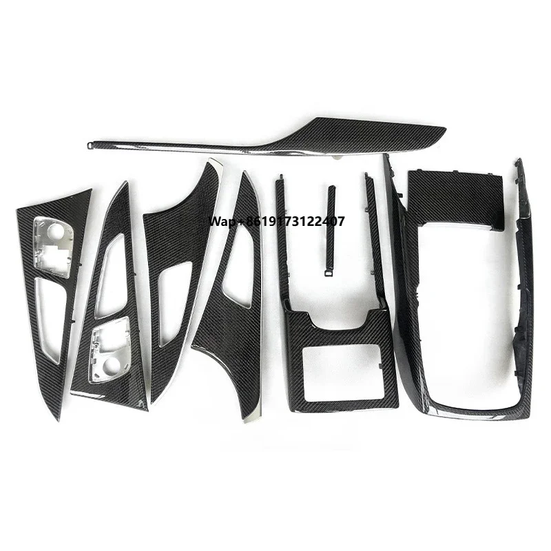 

2012-2018 C7 A6 S6 Carbon Fiber Interior Accessories 9-Pcs Car Dashboard Door Panel Console Cover Trim Kit