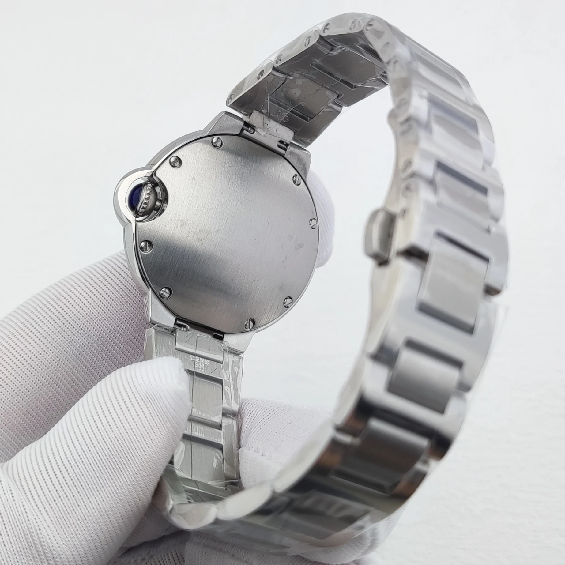 32 مللي متر حافظة ساعة السيدات تناسب ST6 ساعة يد تعمل بالحركة 42 مللي متر حافظة ساعة رجالي فاخرة ميوتا 8215 حافظة زجاجية قبة مزدوجة