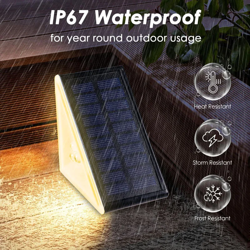 Imagem -03 - Impermeável Solar Powered Stair Light Led Triangle Deck Light Pátio ao ar Livre do Jardim e Luz de Varanda Step Light Ip67