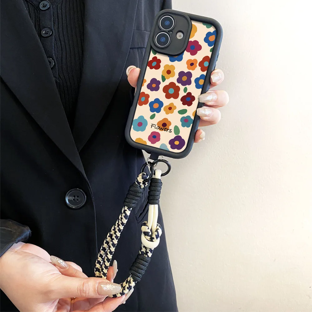 Ypm5 المعصم سلسلة Crossbody الحبل الحال بالنسبة Xiaomi Poco X6 F6M6F7 X7M7 F5 X5 X3 M3 Pro C55 C50 C51 C65 C75 C71 الأزهار غطاء الهاتف