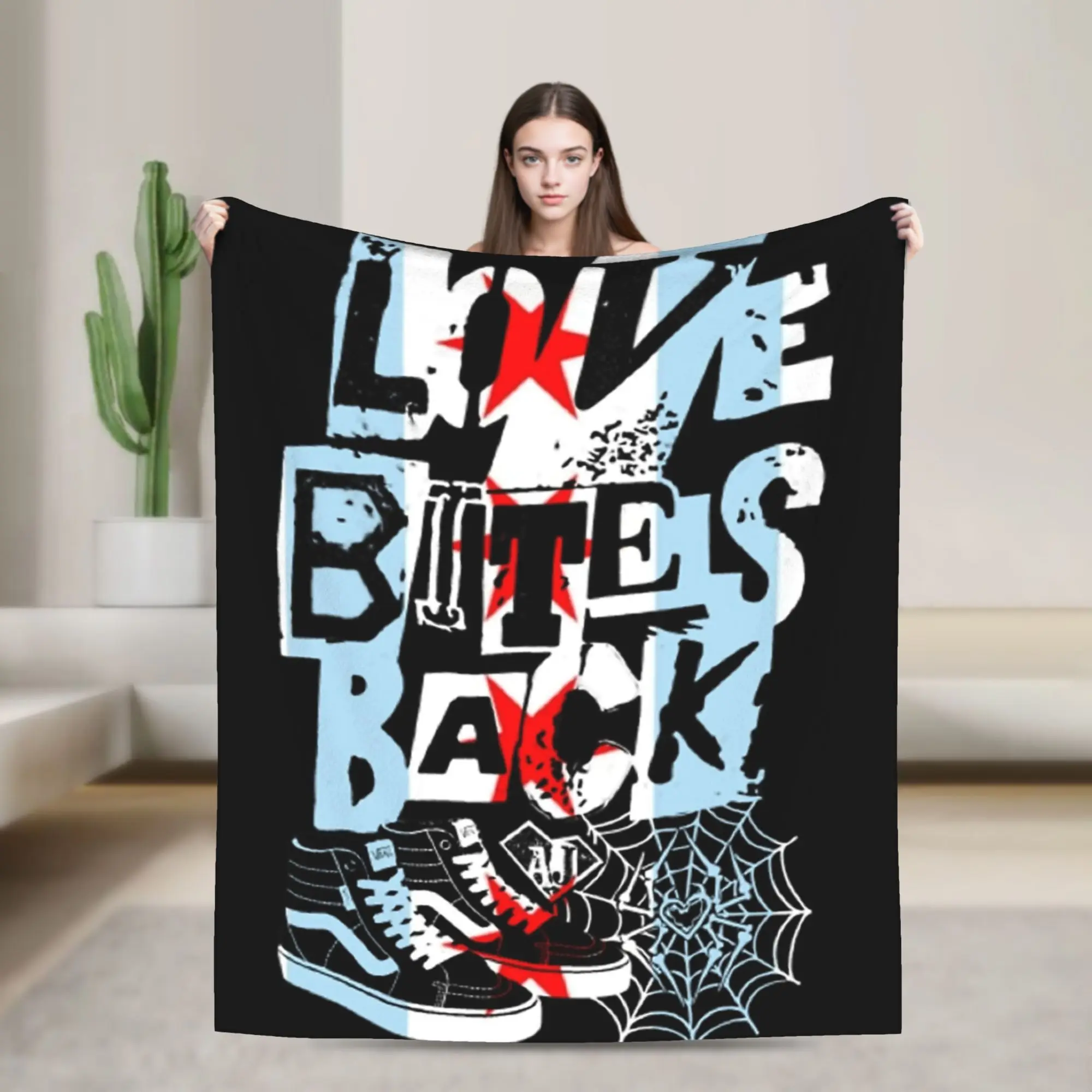 

Aj Lee Love Bites Chi-Town Wrestling Back Blanket Cover Flannel Throw Blankets Bed Sofa Printed Ultra-Soft Warm Bedsprea