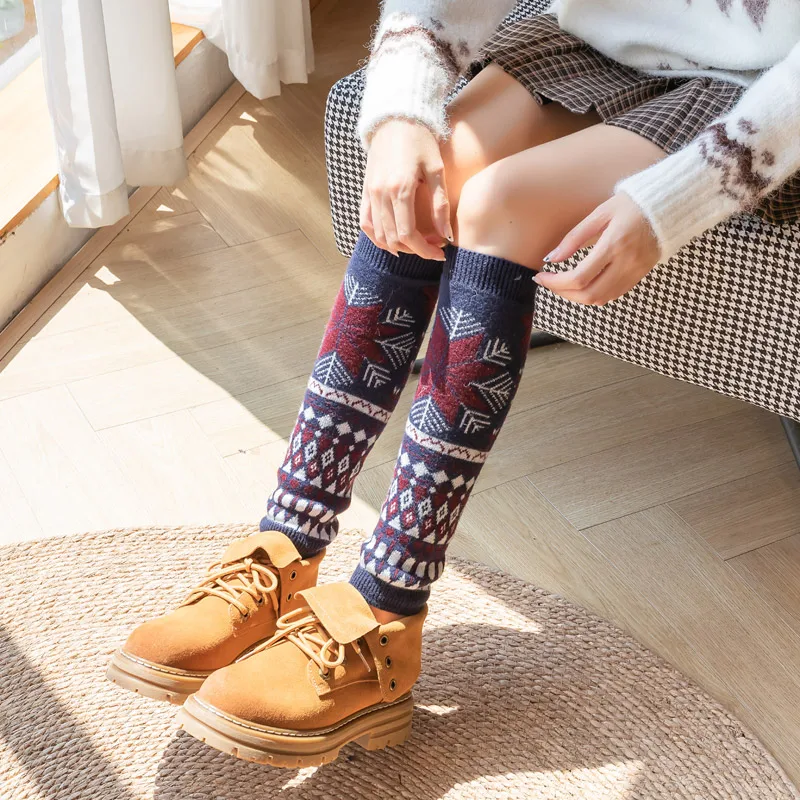 Heap Socks For Women Retro Japanese Ethnic Style Autumn And Winter Warm Loose Foot Cover Wool Leg Boots Mid-tube Fashionable