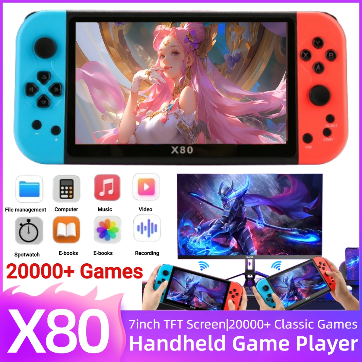 X80 Retro Handheld Game Player mit 20.000+ Spielen und 7-Zoll-TFT-Bildschirm – Ein umfassender Testbericht