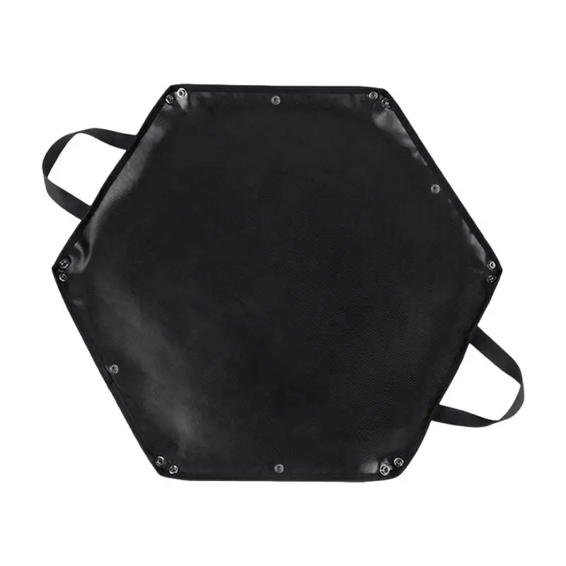 Hexagonal Fire Pit Fireproof Mat Foldable Firewood Bag Ember Mat Heat Resistant Fireproof Pad with Hanger Ear for Camp Grass BBQ