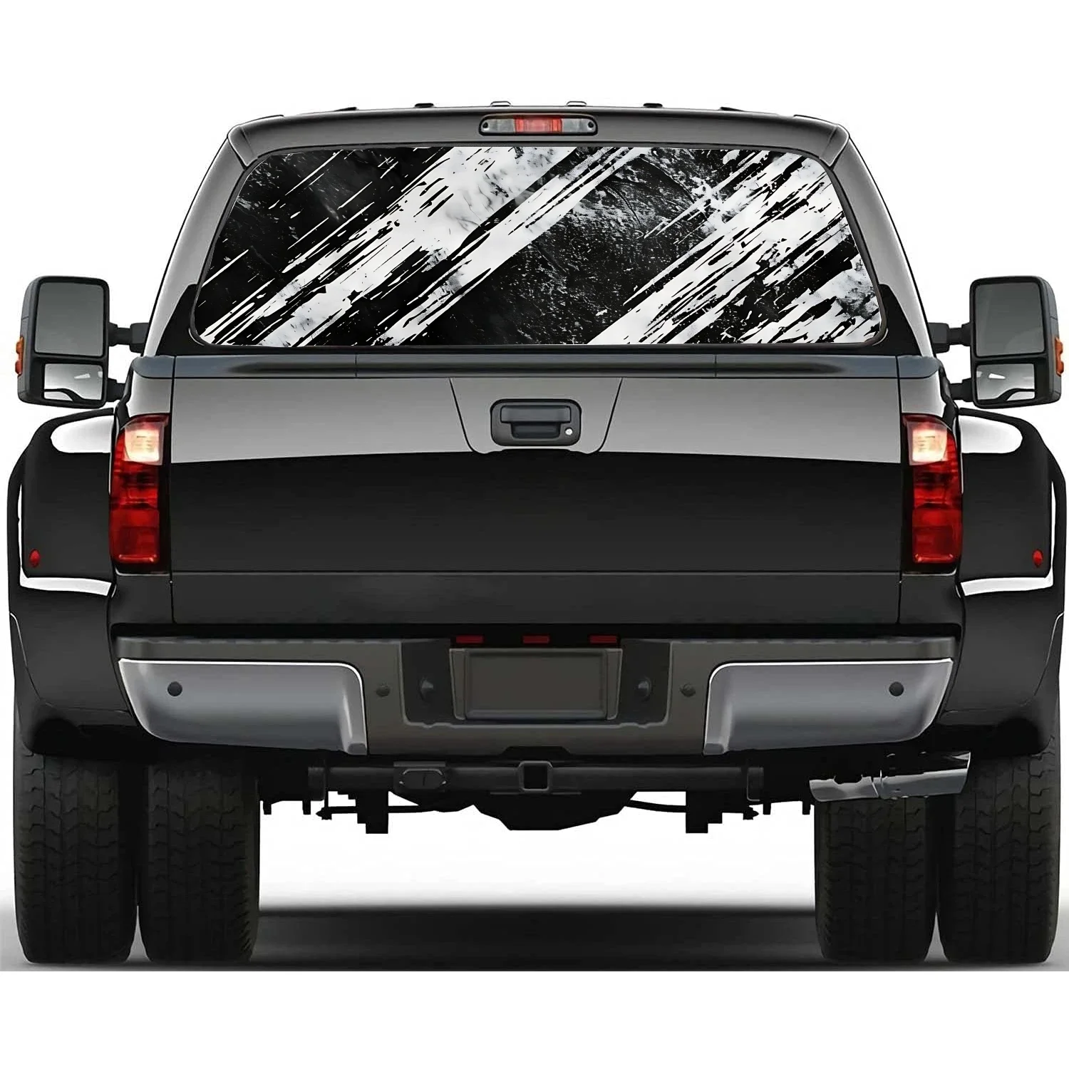 

Черно-белая наклейка на заднее окно в стиле гранж, подходит для пикапа, грузовика, автомобиля, универсальная прозрачная перфорированная виниловая наклейка на заднее окно