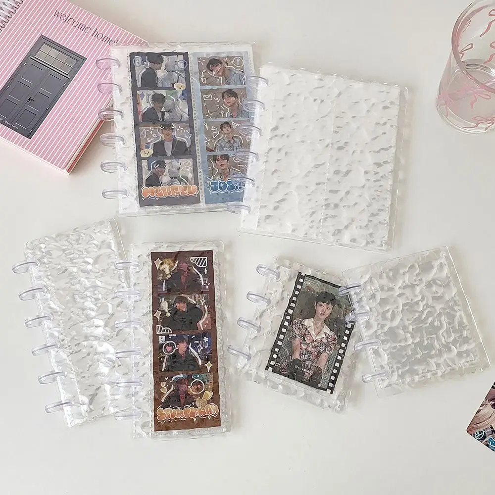 Transparent Water Ripple Photocards Holder Loose Leaf Mushroom Hole Photo Album Vertical Bill Storage Booklet Back To School