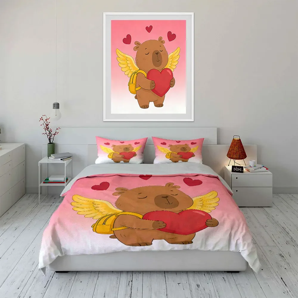 Cute Bear Angel Gift Set Soft Comfortable Duvet Cover Bedding Set Included 1*Duvet Cover & 2*Pillowcases, gift