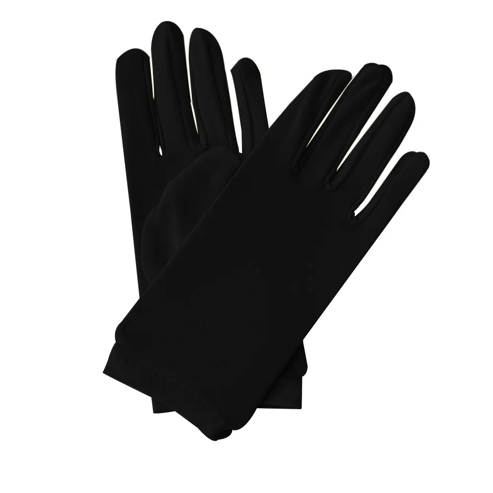 New Satin Full Finger Party Short Gloves For Women Girls Spring Autumn Solid Mittens Outdoor Dance Dress Up Bride's Gloves