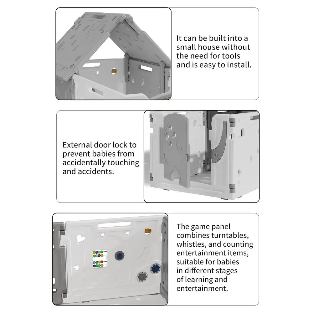 مركز أنشطة روضة الأطفال متعدد الألوان - منطقة لعب آمنة للاستخدام الداخلي/الخارجي (أبيض ورمادي) #6