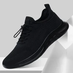 Summer Comfortable Sports Shoes Men's Black Running Shoe Lightweight Breathable Tennis Shoes Fashionable Versatile Sports Shoes