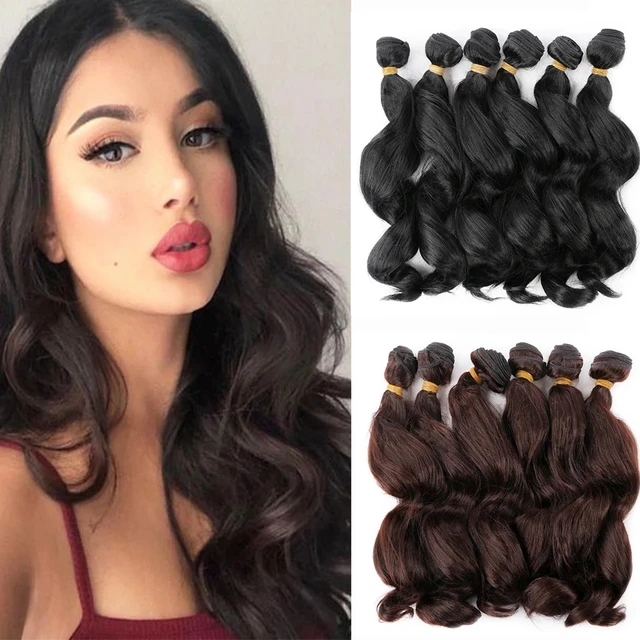 14 18 Inch Synthetic Ombre Yaki kinky Curly Weave Bundles Hair 6Ps Lot Nature Brown Color Wavy Bundles Hair Extensions AliExpress