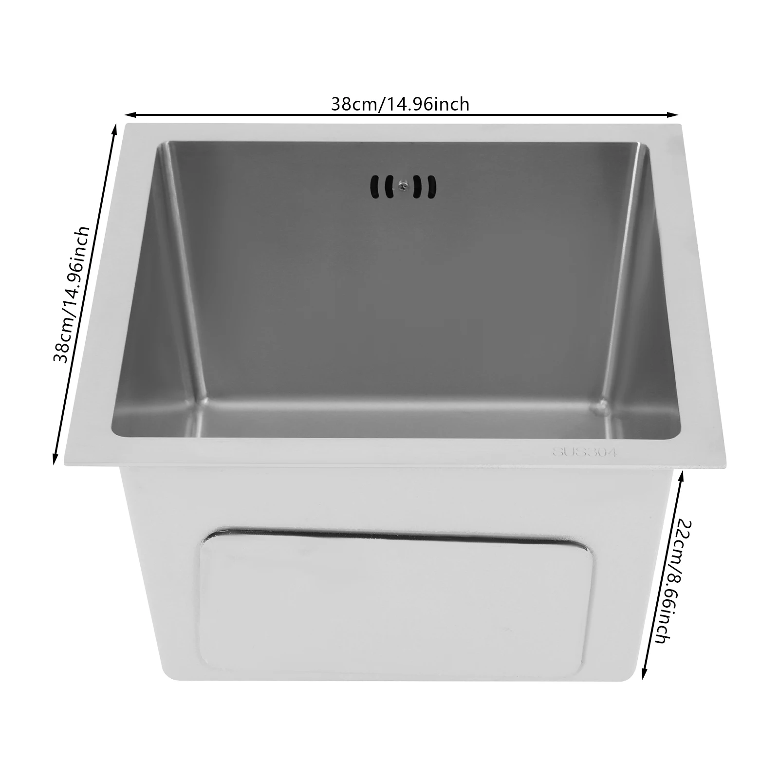 

38 X 38cm Multifunctional 304 Stainless Steel Sink, Silver Kitchen Sink for Kitchens, Restaurants, Dessert Shops, Cafes