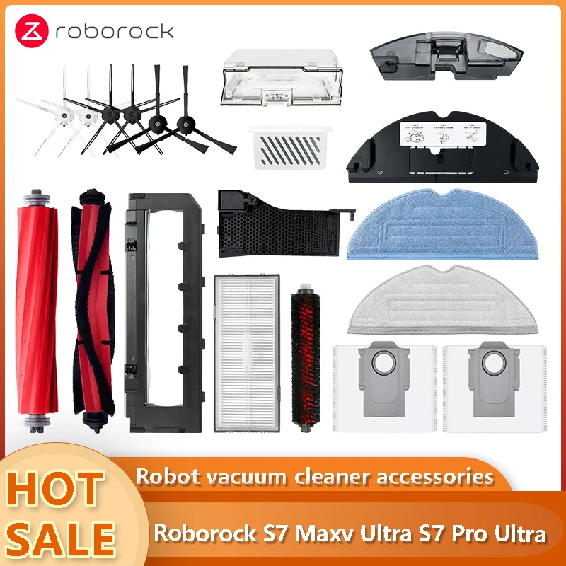 Roborock S7 Maxv Ultra S7 Pro Ultra Roboterstaubsauger Zubehör Hauptbürste Seitenbürste Wischmopp Hepa-Filter Staubbeutel Reinigungsrollbürste