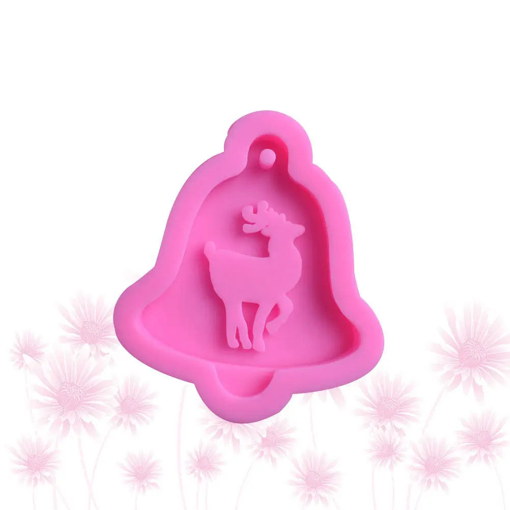 Christmas Elk Bell Silicone Mold Violet Creative Cake Chocolate Candy DIY Soap Mold Nonstick Reindeer Head Shape for Home Bakery