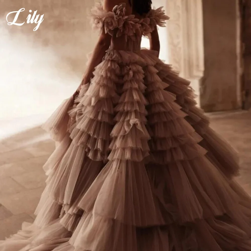 Lily 3D-Flowers Elegantes Abendkleid, schulterfrei, rückenfrei, formelles Kleid, geteilt, langes, schickes Damen-Abendkleid, individuell gestaltet