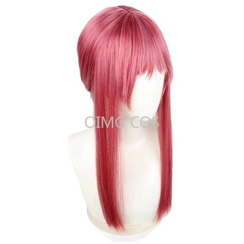 Perruque de cosplay Makima pour homme tronçonneuse Anime, cheveux synthétiques longs, cornes de fête, orange, rose, degré de chaleur