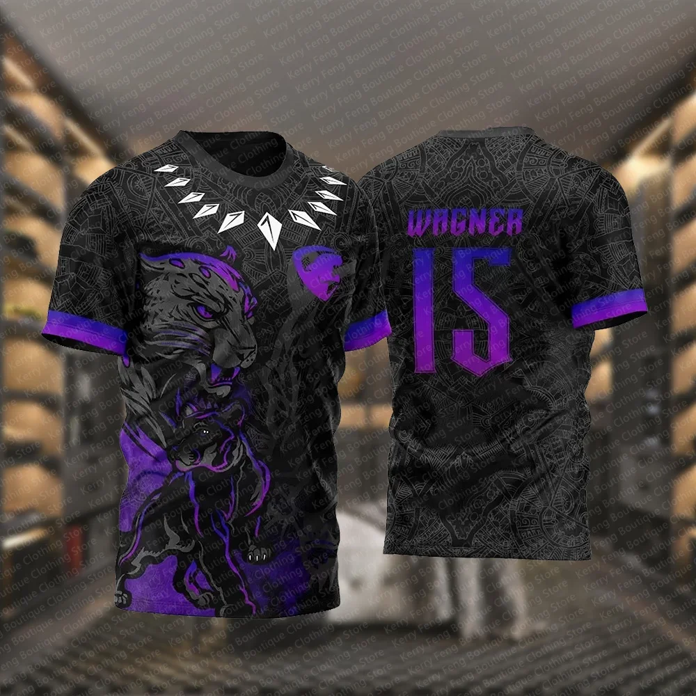 

2024 Black Panther Printed Men's Sports Shirt T-shirt Summer Training Sweat wicking Quick drying Comfortable Football Shirt