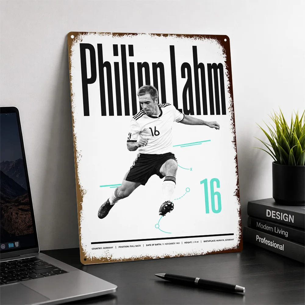 Philipp Lahm Football Aluminum Poster Customized Metal Tin Sign Club Legacy Style Wall Art Made For Matchday Admirers In Study