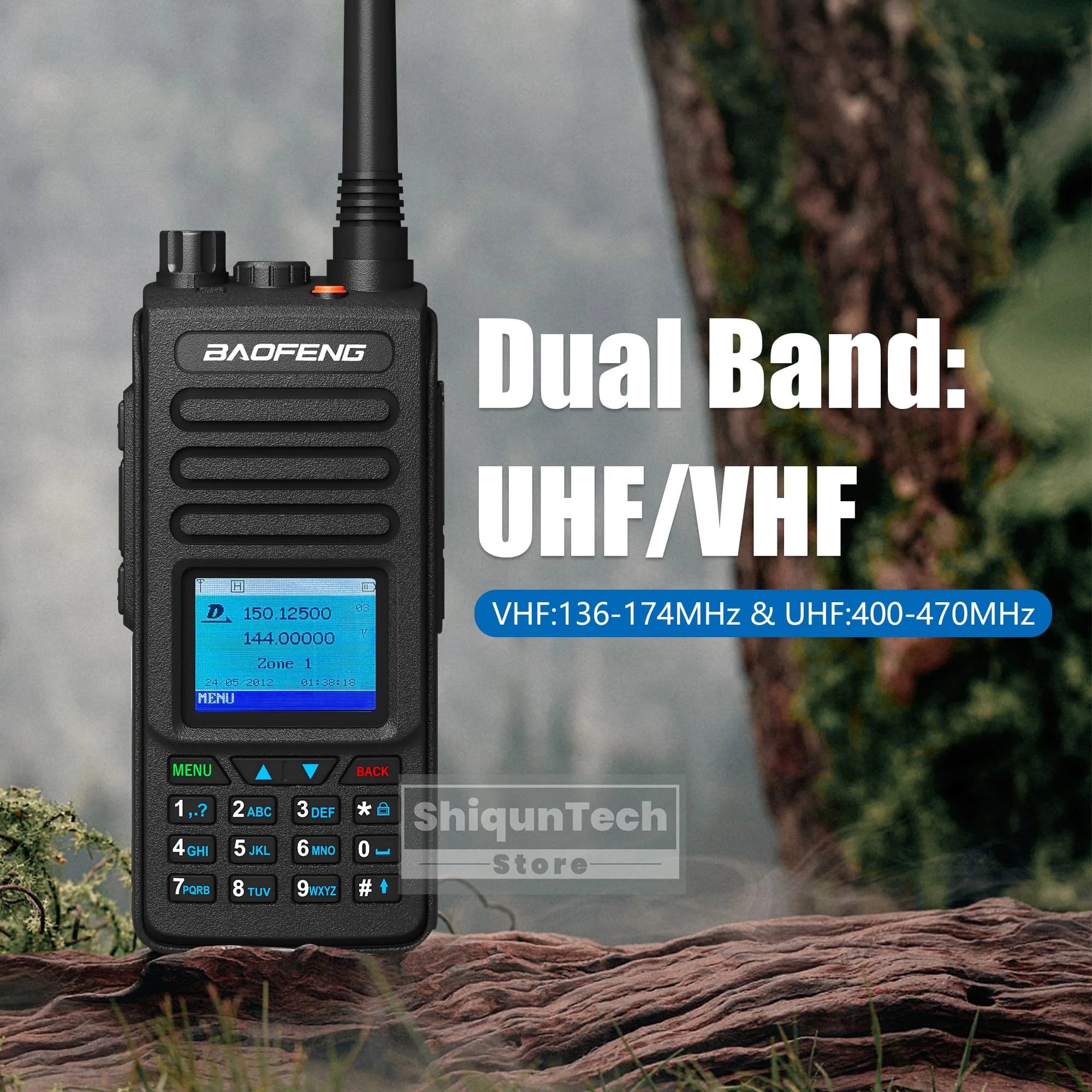 DM-1702 نظام تحديد المواقع اسلكية تخاطب Baofeng DMR راديو GPS AES256 التشفير 5 واط الوضع المزدوج التناظرية ثنائي النطاق SMS نص تدليك إنذار وظيفة