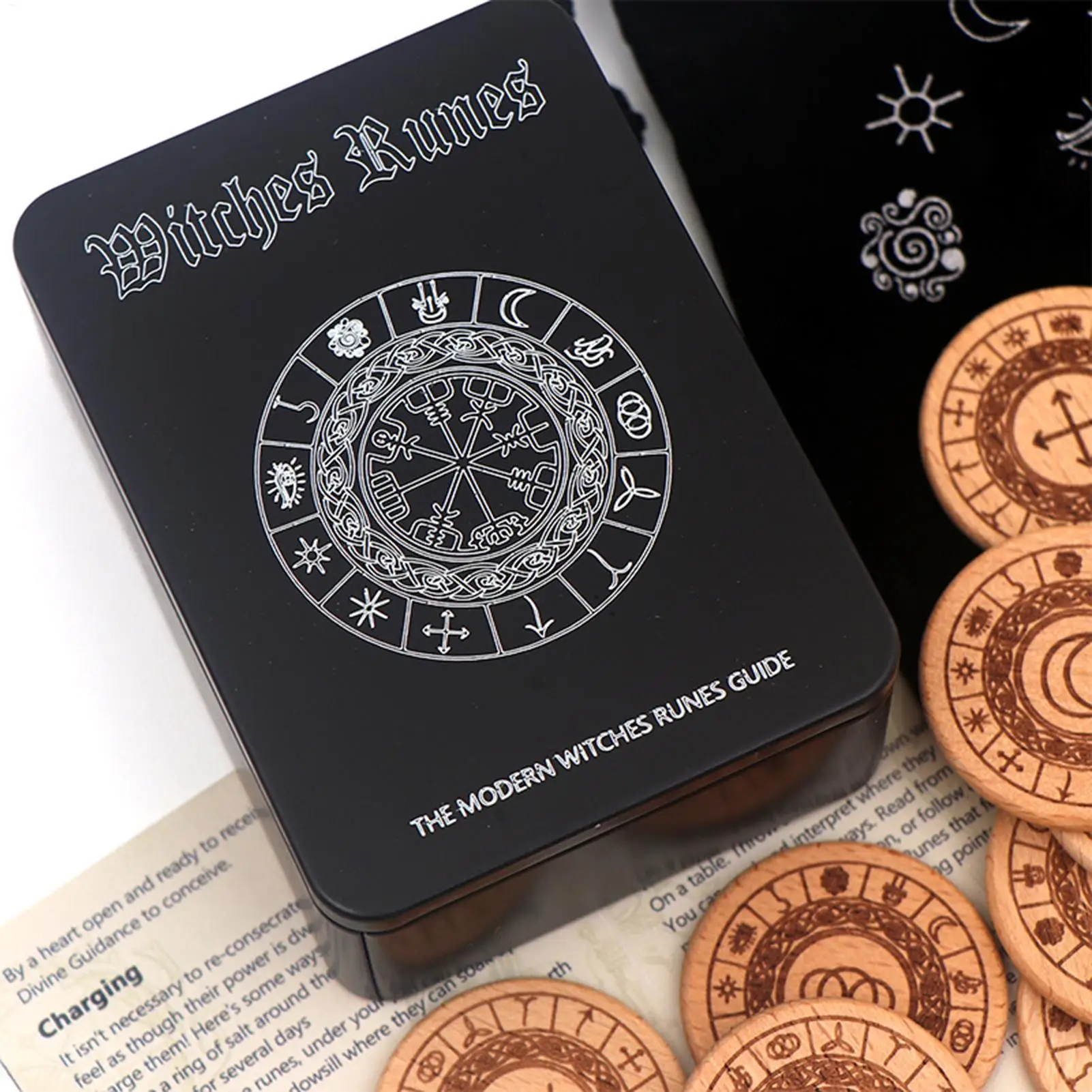 

Witches Runes Set 14 Pieces Woodcut Spiritual Wooden Rune Divination Game Set for Birthdays Family Gatherings Friends Adventure