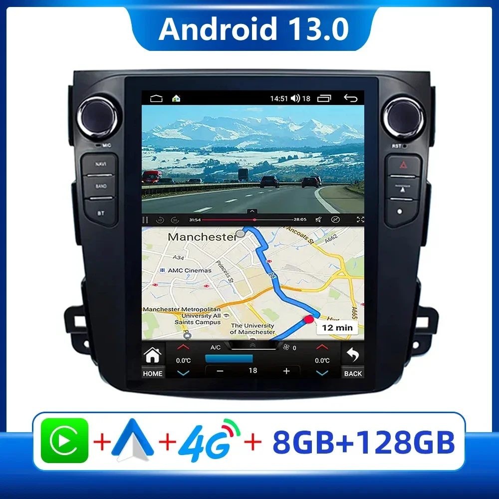 

4G+64G Carplay Car Radio Multimedia Player For Mitsubishi Outlander Xl 2 2005-2012 For Citroen C-Crosser 2007-2013 DVD Android13