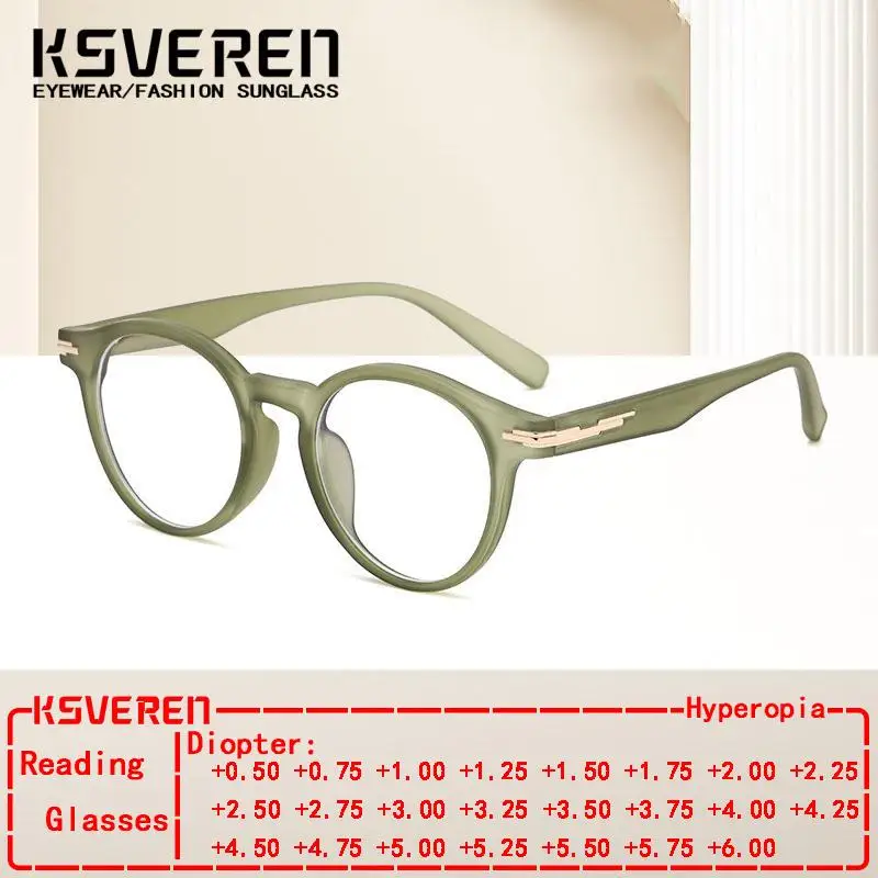 

TR90 Vintage Round Anti Blue Light Reading Glasses Women Prescription Eyewear Frame Men Optical Glasses for Read +1.00 to +6.00