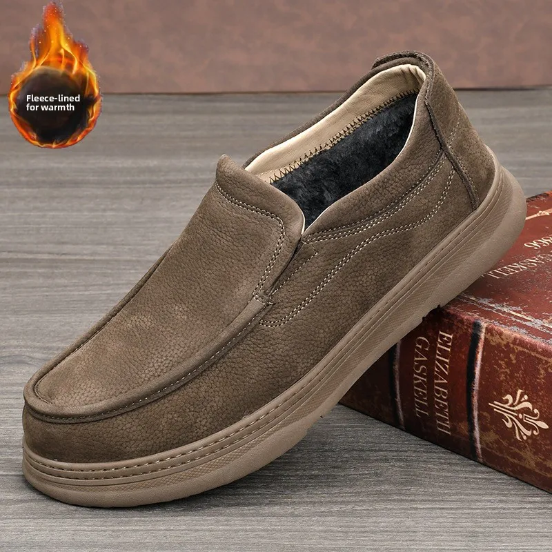 

Men's Winter Fce Lined Casual Leather oes Super Lightweight Thi Bot Anti-slip Easy Wear Loers Warm Comfortable Sl...