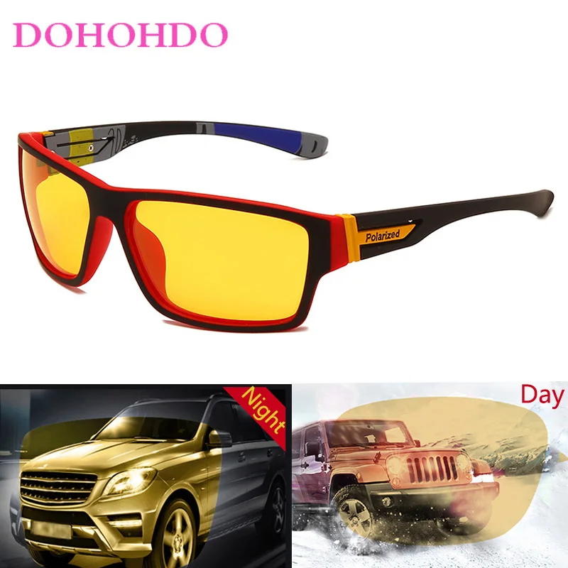 DOHOHDO Anti-Glare Night Vision Goggles Men Women Polarized Yellow Lens Sunglasses Night Driving Glasses UV400 Oculos Hombre