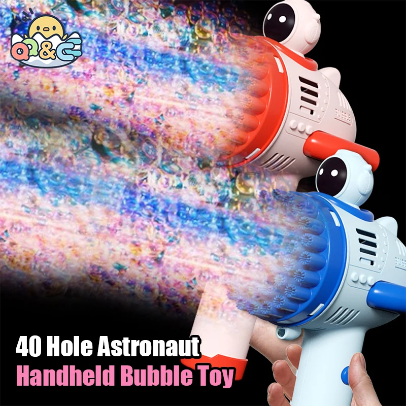 40 Hole Electric Spacemen Bubble Gun  Handheld Bubble Summer Outdoor Party Toys for Children Kids Birthday Gifts