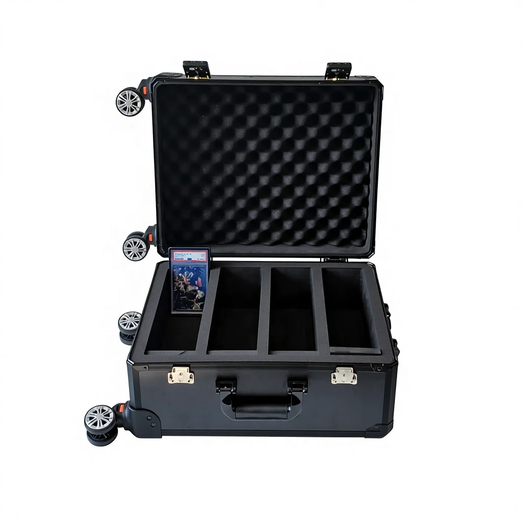 Durable Travel Sports Card Case Aluminum Trolley Storage Case with Good Price Graded Slab Carrying Case for Trading Night & Show