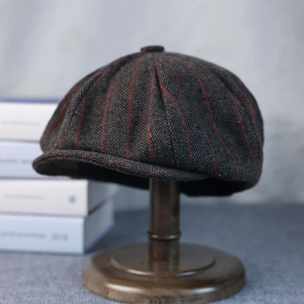 Men Autumn Winter New Tommy Hats Men Newsboy Hats Vintage Splicing Octagon Cap Women Casual Berets Gatsby Flat Hat 023