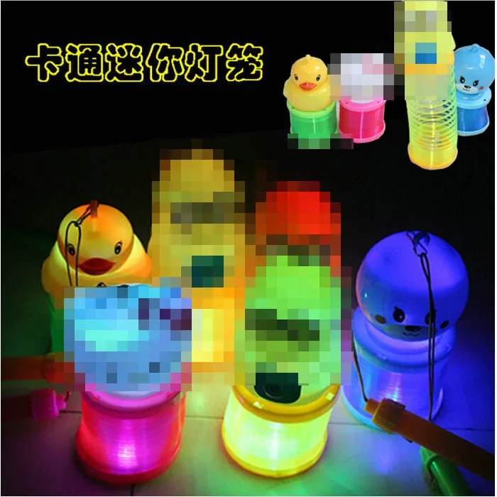 10PCS  Plastic hand-held luminous LED rainbow circle children's lantern play hand-held lantern rainbow circle