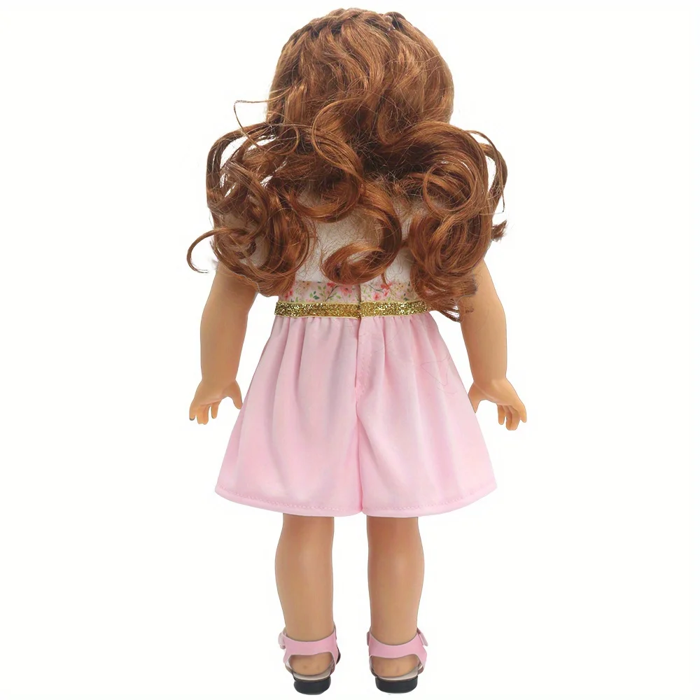1 set of white cape dress with gold trim doll clothes for 18-inch (45.7cm) doll girls. Suitable for American dolls