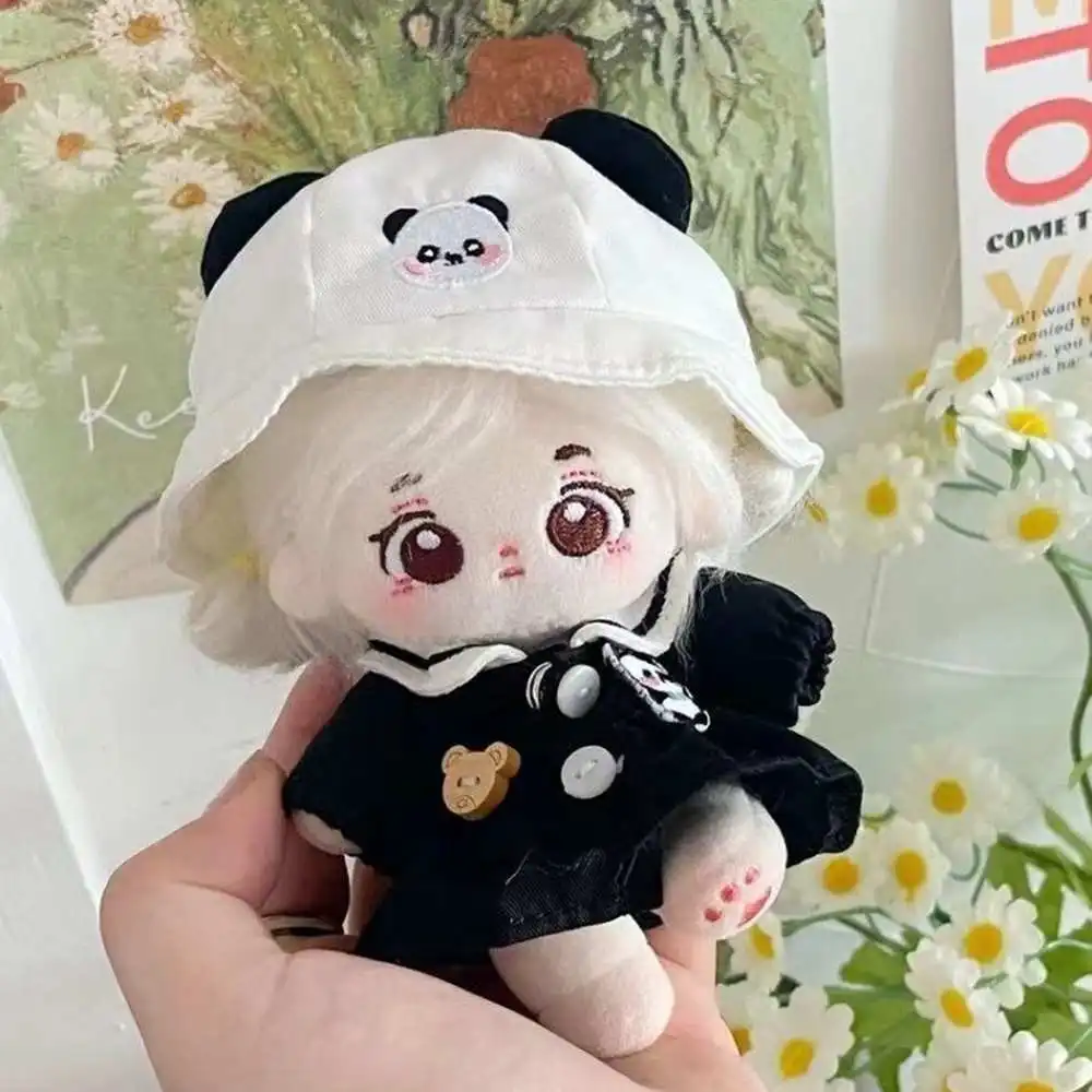 

10cm Kawaii Idol Doll Clothes for Cute Panda Dress Bucket Hat Dress Up Plush Doll Change Clothes Game