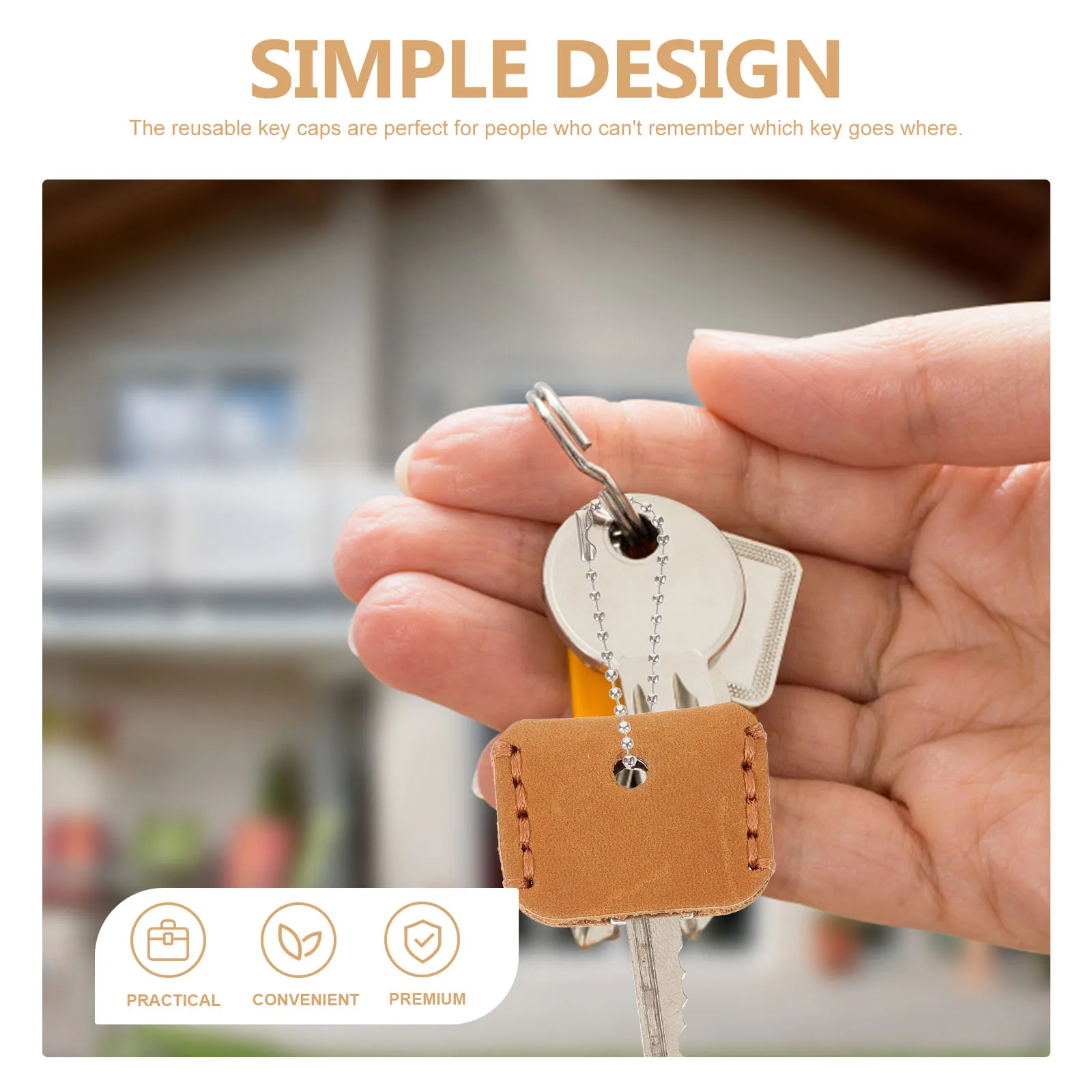 

3pcs Car Keys Simple Key Caps Black Brown Camel Key Caps Protective Chains Durability