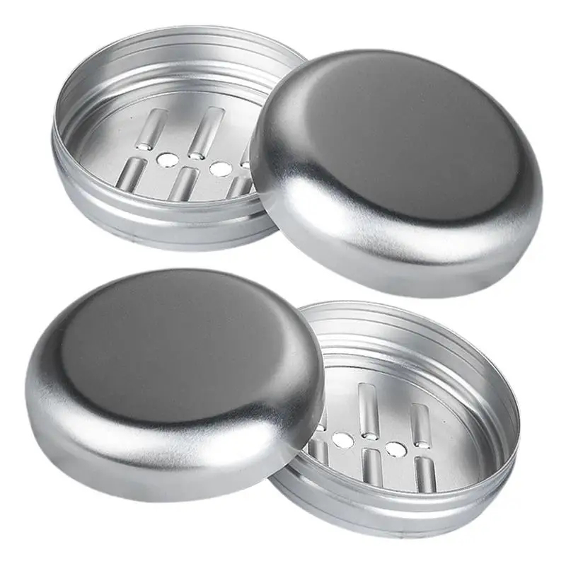 Soap Dish Travel Aluminum Round 2PCS Travel Soap Container Sturdy Bathroom Soap Holder For Camp Travel Gym Hiking Soap Holder