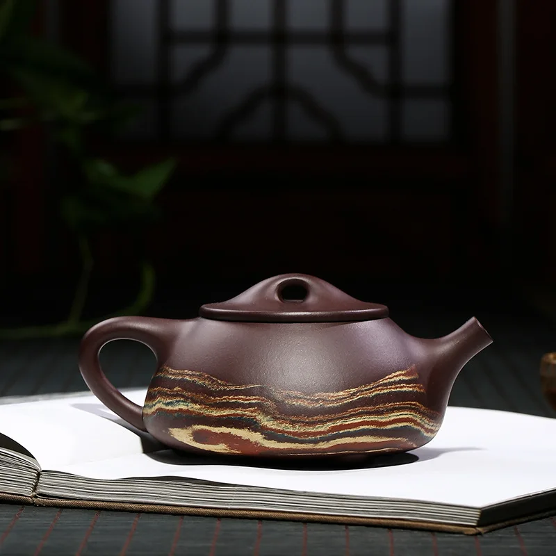 Purple Clay Teapot Pure Full Modeling Clay Painted Famous Home Red Moon Red Year after Year Fish Shipiao Teapot Twisted Clay Tea