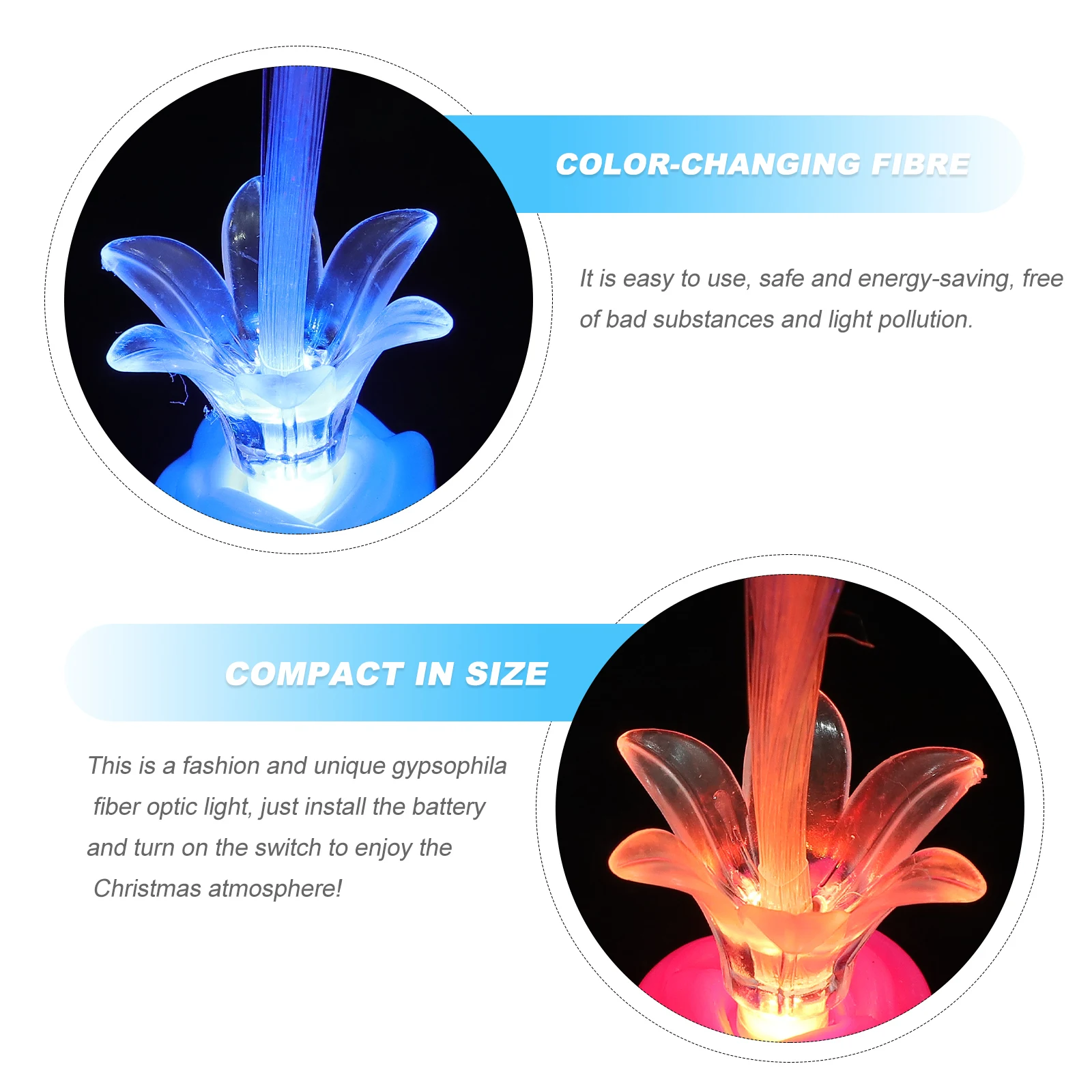 

10PCS Fiber Optic Light LED Color Changing Christmas Gypsophila Lamp Decor Gifts Party Favors Commercial Lighting