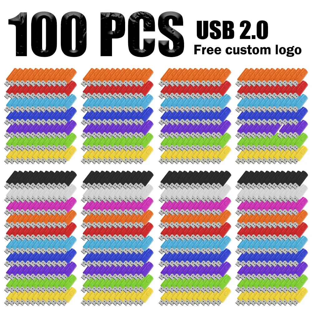 100PCS LOT Free Custom logo USB High Speed Flash Drive 16GB Pen Drives 32GB Metal Memory Stick 128GB 64GB Wholesale Pen Drive