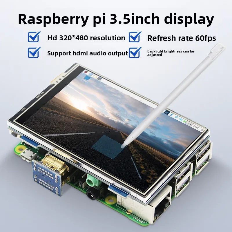 

Raspberry Pi 4B 3,5-дюймовый HDMI-дисплей Pi4 поколения/3B + сенсорный экран, регулировка подсветки, без драйверов
