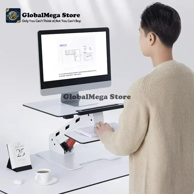 GlobalMega Store Electric lifting computer stand standing workbench Office lifting platform Desktop height lift frame Laptop