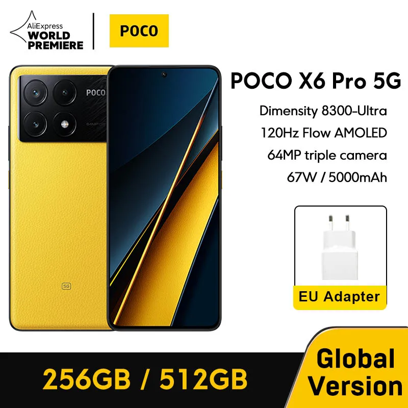 Смартфон POCO X6 Pro 5G, глобальная версия, размер 8300-ультра, 6,67 дюйма, точечный AMOLED-дисплей, 64 МП, NFC