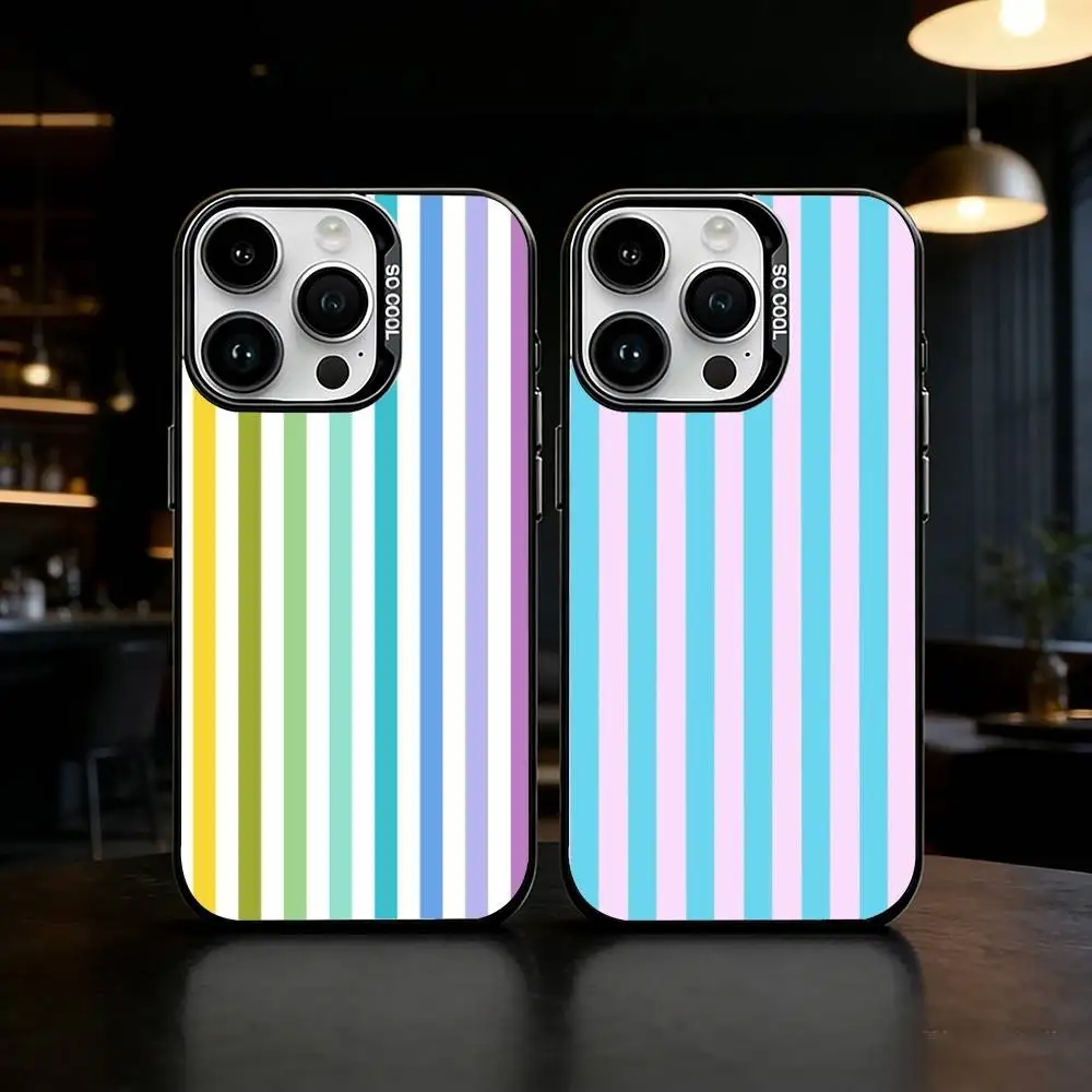 Beautiful-colorful stripes Phone Case Color Silver Shell For IPhone 17 16 15 14 13 12 11 Pro Max Plus
