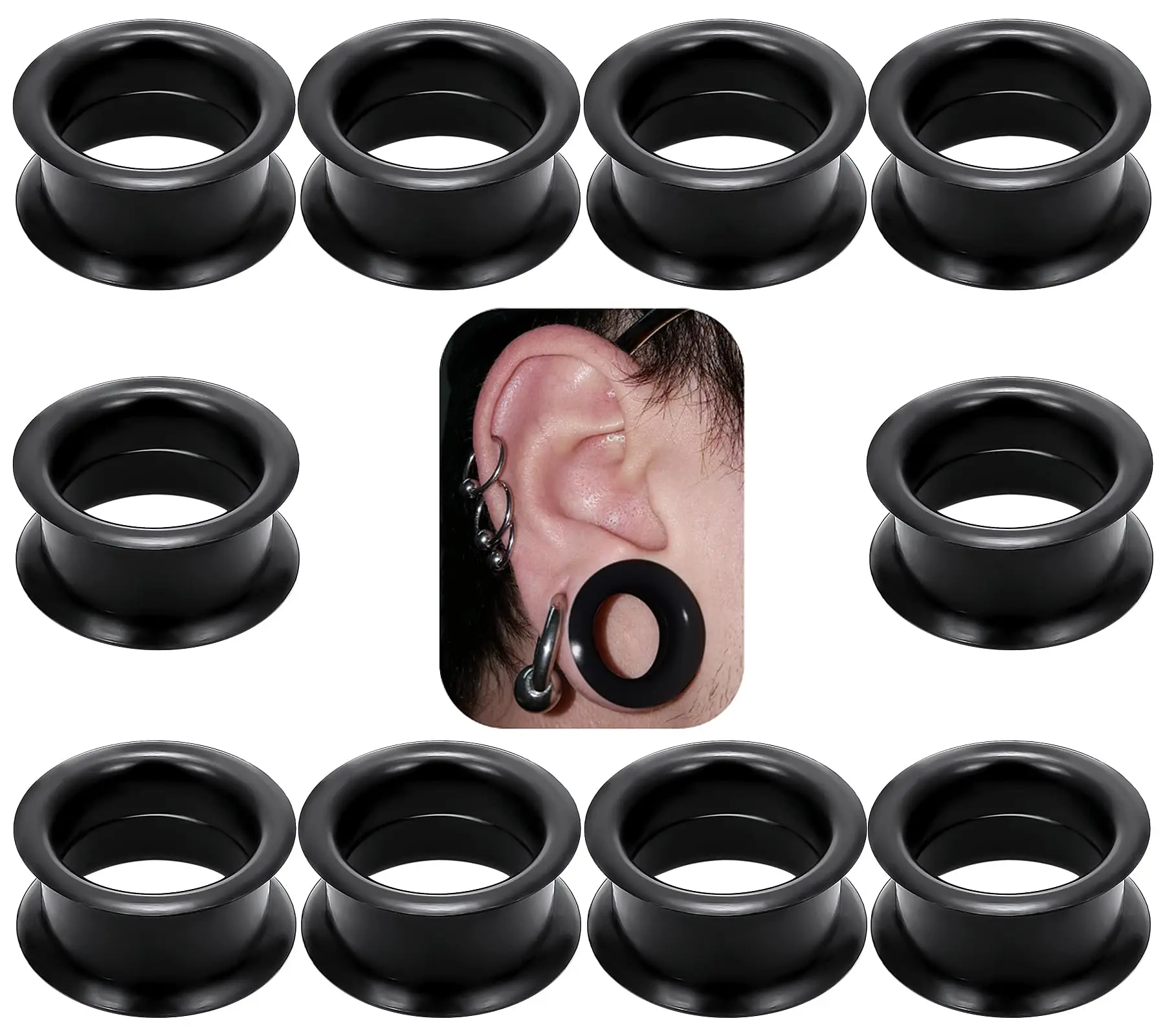 3-48MM Thick Silicone Gauges for Ear Bioflex Plugs Gauges Tunnel Expanders Stretcher Double Flared Flesh Piercings Body Jewelry