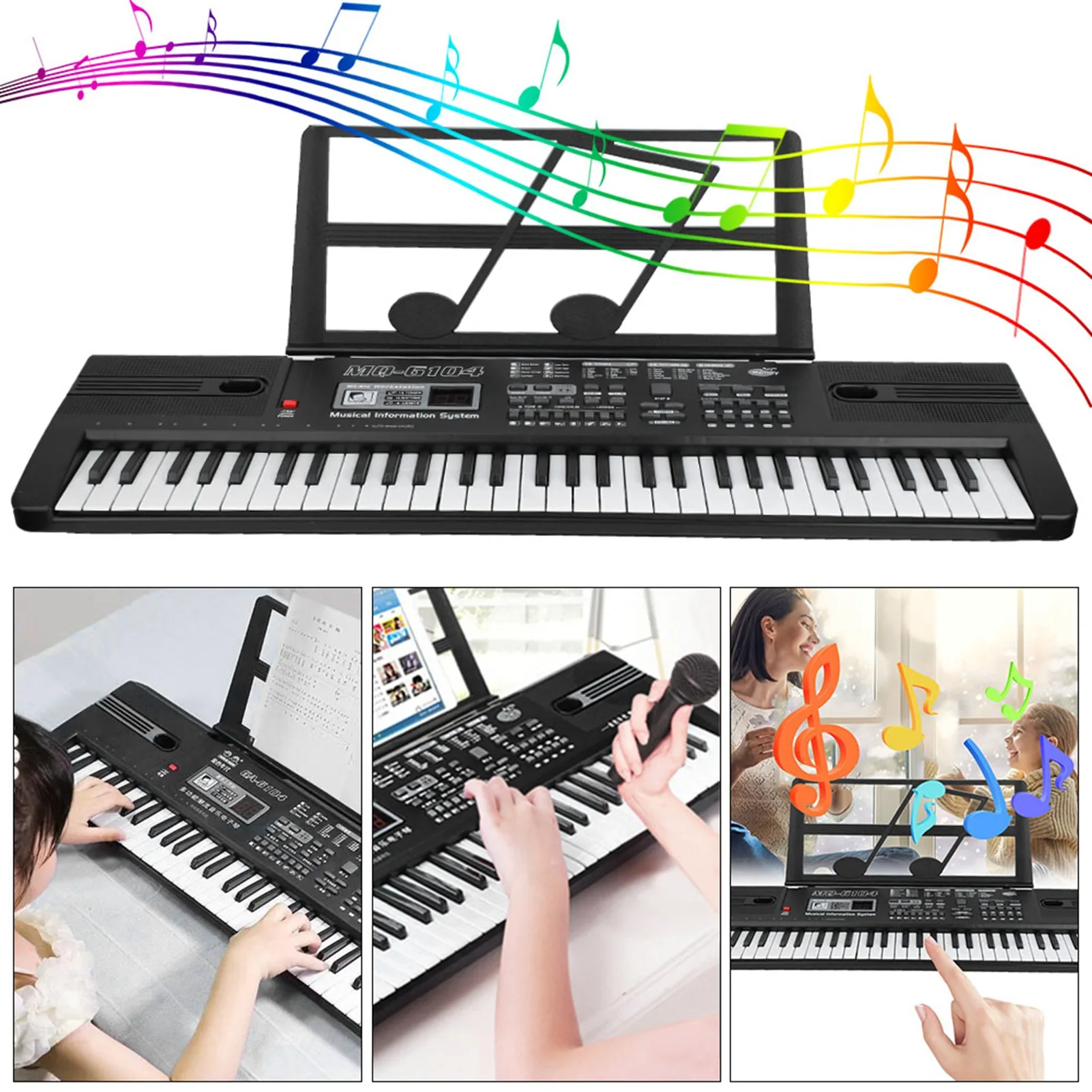 Digital Keyboard Portable Digital Keyboard 61 Keys Digital Music Electronic Organ Portable Keyboard with Microphone for Children