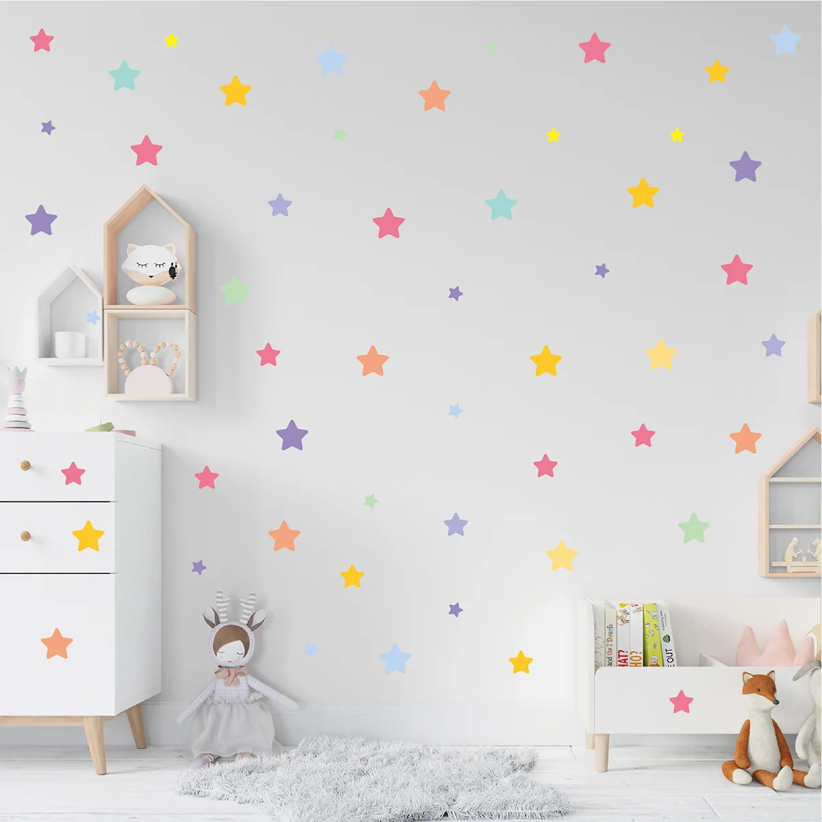 2 Sheets Colorful Five-pointed Star Decal Wall Stickers Kindergarten Boys and Girls Room Playroom Classroom Wall Sticker