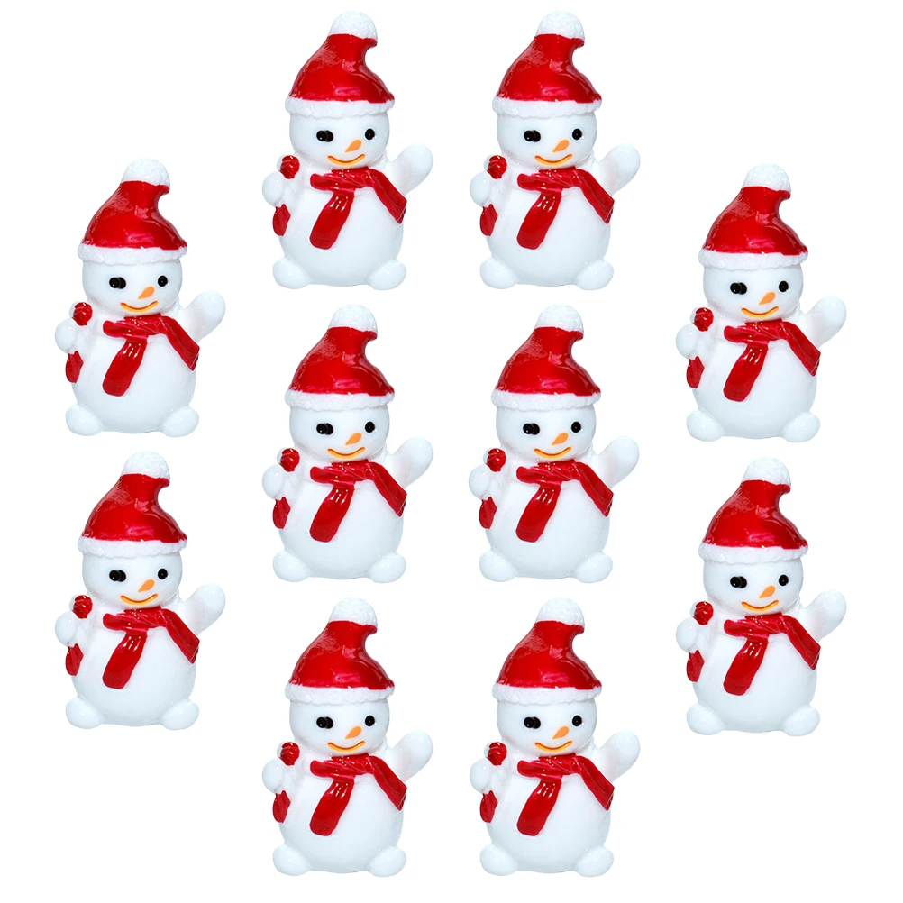 

10pcs Small Resin Christmas Decoration Santa Claus Snowman Tree Landscape Model DIY Garden Figurines Home Globe