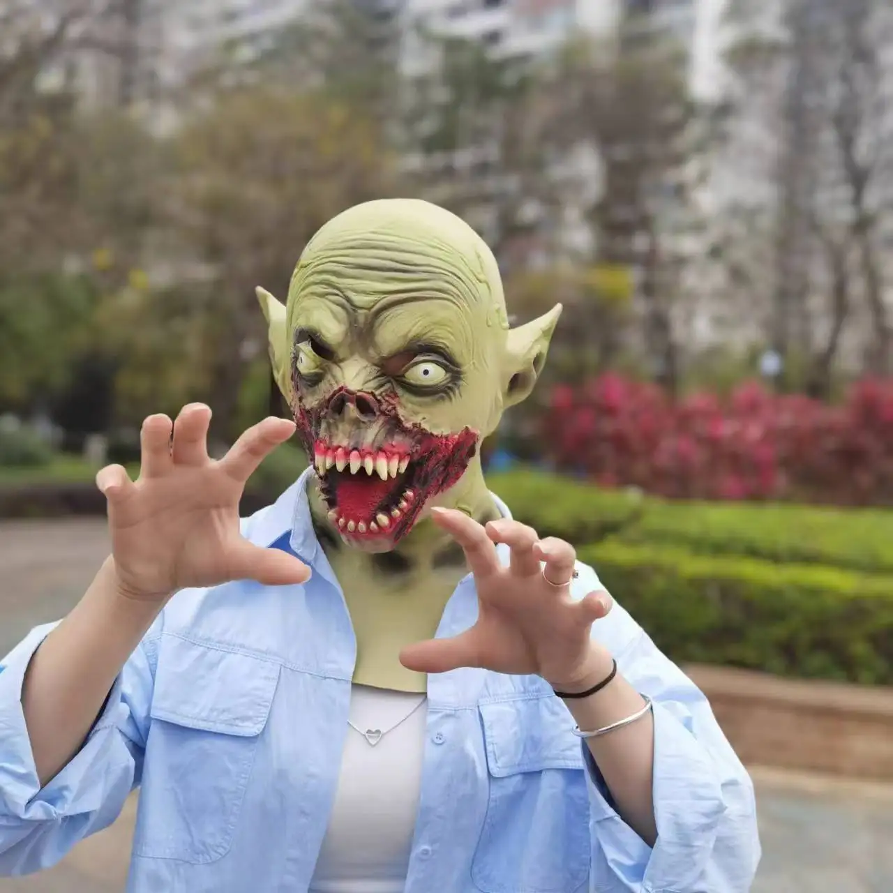 

2025 Halloween Vampire Mask Horror Hood Cosplay Zombie Rotten Mouth Elf Clown Scary Props Scary Costumes